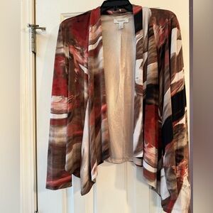 Brown, off white, rust colored cardigan